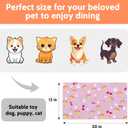 Pet Food Mat Pink Paw & Bone, Cute Absorbent Dog Cat Feeding Pad, Non-Slip Dish Mat for Food Water Bowls, Present for Dog Cat Lovers, Home Decoration, 12x20 Inch