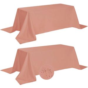 Fokitut 2 Pack Waterproof Rectangle Tablecloth, 90x132 Inch,Stain Resistant and Wrinkle Polyester Table Cloth, Fabric Table Cover for Kitchen Dining, Wedding, Party, Holiday Dinner-Dusty Pink