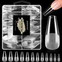 3 x JODSONE Long Straight Nails Tips Full Cover Soft Gel Nail Tips for Professional Pre-shaped Straight Shape False Nail Half Matte Fake Nail 240PCS 12 Sizes