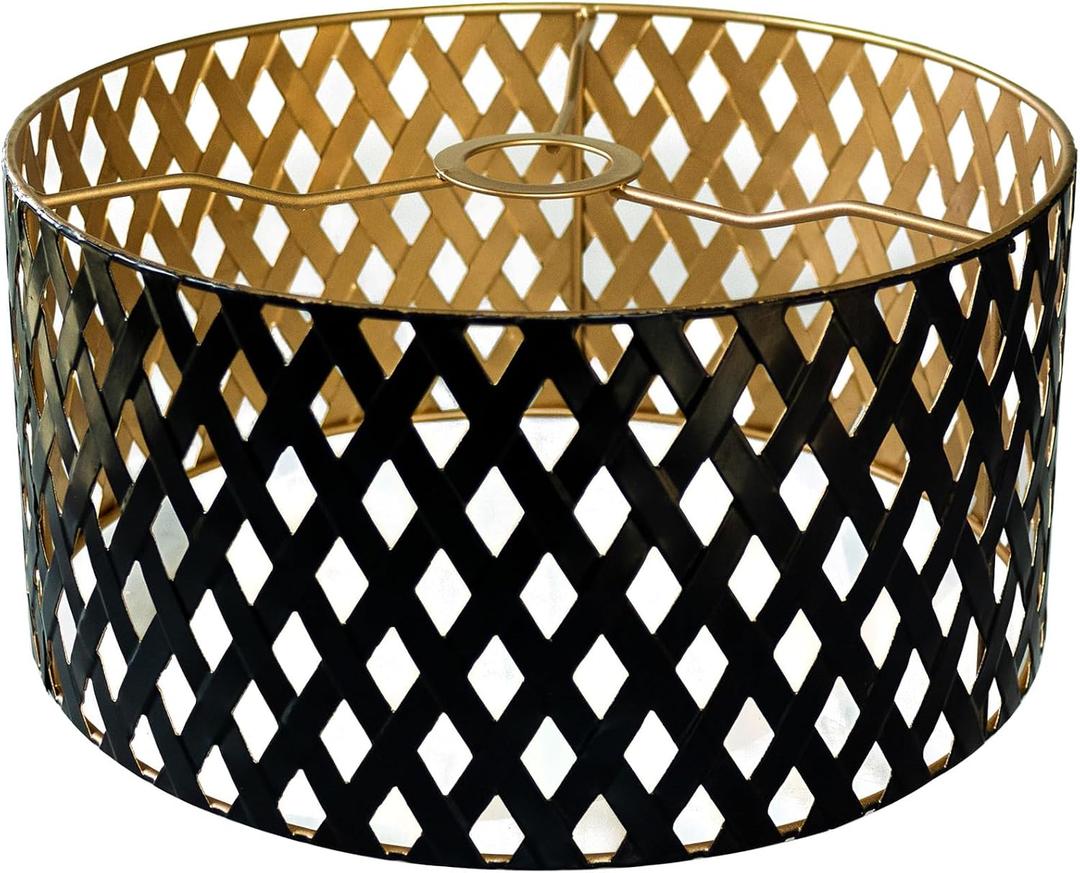 Metal Drum Lampshade, Unique Moroccan Iron Lamp Shades 11.81"x7.08",Hollow out Lamp Shade Replacement shades for Floor Light Table Lamp, Wall Lamp Shade(Rhombus Hole)