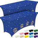 Pureegg Graduation Decorations 2026 Spandex Tablecloth 6ft - 2 Pack, Class of 2026 Blue Fitted Stretch Rectangle Table Cover, Wrinkle-Free Tight Tablecloth for Graduation Party, Banquet