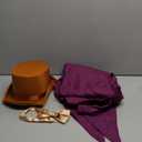 Geyoga Halloween Mens Steampunk Vintage Tailcoat Jacket Costumes Medieval Gothic Uniform and Hat Bow Tie (Small, Purple)