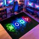 Games Area Rugs, Gamer Rug for Boy Cool Player Room Decor, Gaming Carpets for Boys Teens, Child Play Soft Floor Mat for Dining Living Room Sofa, Video Game Decor Decorate Doormats Black