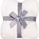 Panku Ultra Soft Cozy Knit Throw Blanket for Couch and Bed, Knitted Luxury Reversible Cozy Warm Fleece Blanket Throw, Plush Fluffy and Fuzzy Blankets for Gift (50x60inch, Cream)