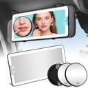 Car Sun Visor Vanity Mirror,Rechargeable Led Dimmable Makeup Mirror,With 10x and 30x magnification,3 Light Modes