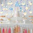 24Pcs One Silly Goose 1st Birthday Decor Silly Goose Hanging Birthday Swirl for Boys Blue Bow Silly Goose First Birthday Decorations for Funny Goose Theme 1st Birthday Party Supplies