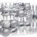 32PCS Christmas Ball Ornaments Set Large Shatterproof Plastic Decorative Baubles with Hand-Help Gift Boxes for Xmas Tree Wedding Party Holiday - Silver