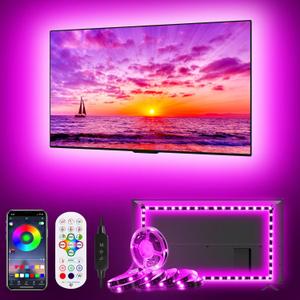 TV LED Lights, 16.4ft for 55-70 Inch, Backlight That Sync With TV, APP Remote Control USB Strip for Bedroom Christmas Room Decor (Multicolor)