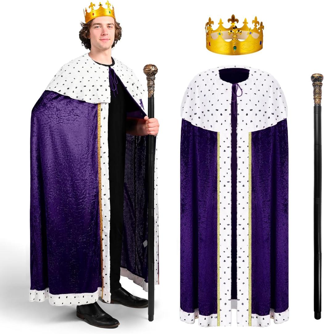 Spooktacular Creations King Costume Set Adult, Halloween Costumes, Medieval Royal Lord Farquaad Costume (Purple)