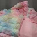 Luxury Faux Fur Throw Blanket, Plush Textured Design Bubble Blanket, Soft Cosy Cover for Sofa and Bed,Gift for Women Girls Kids and Children (Rainbow, Twin (63" x 79"))