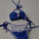 SHENHE Women's 2 Piece Triangle Beach Bikini Sets Color Block Halter Swimsuit Bathing Suit Royal Blue Small