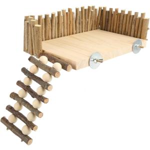 Hamster Climbing, Wooden Hamster Climbing Small Pet Climbing Toy with NaturalLog Material for Pets to Rest Play (Screw Type)