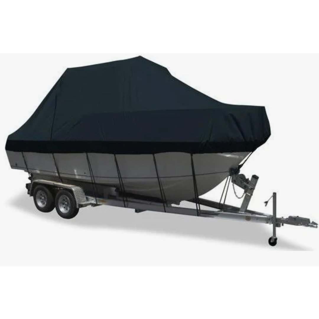 900D T Top Boat Cover -Heavy Duty Waterproof Trailerable Center Console Boat Cover fits for 22-24' Long, Beam Width Up to 108", Black