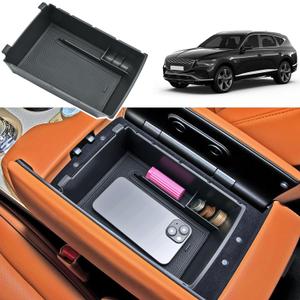 2025 2026 GV80 Center Console Organizer for Genesis GV80 (2.5T AWD/3.5T AWD), Durable ABS Plastic&Anti-Slip Rubber Mats 2026 GV80 Armrest Tray Insert 2025 GV80 Accessories (with Black Mats) (Front-Armrest Box)