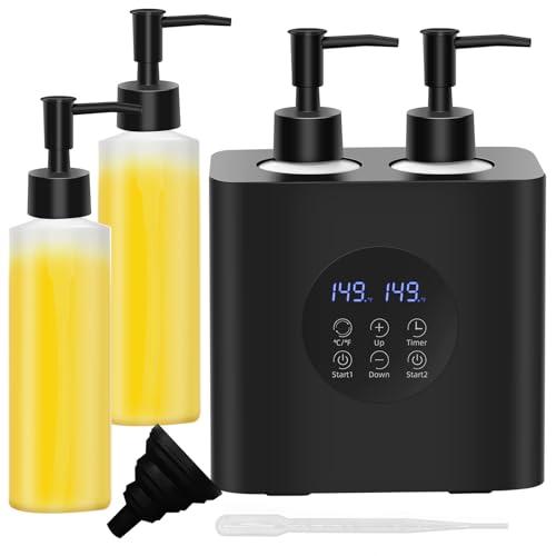 Lotion Warmer, Yofuly Massage Oil Warmer for Massage Therapy, Electric Massage Oil Heater with Four Oil Bottles, Portable Cream Warmer Heated Dispenser for Spa, Salon and Home Use, Matt Black