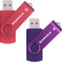 SIMMAX USB Flash Drives 2 Pack 32GB Memory Stick Swivel Design USB 2.0 Flash Drive Thumb Drive Zip Drives (32GB Red Purple)