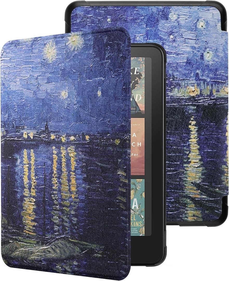 WALNEW Case for 7-Inch Kindle Paperwhite 12th Gen 2024 and Colorsoft Signature Edition, Premium PU Leather Protective Cover for Kindle Paperwhite, Auto Wake/Sleep (BLUENIGHT)