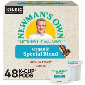 Newman's Own Organics Special Blend, Single-Serve Keurig K-Cup Pods, Medium Roast Coffee Pods, 48 Count