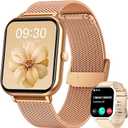 Smart Watch for Women Fitness Tracker: 1.83 Inch Bluetooth Call Smartwatch with Blood Oxygen Blood Pressure Monitor Compatible with Android Ios 100+ Sport Mode Heart Rate Steps Counter Waterproof Ip67 (Gold)