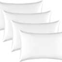 Satin Silk Pillowcase for Hair and Skin, Black Pillow Cases Standard Size Set of 4 Pack Super Soft Pillow Case with Zipper Closure (White, Standard(4 Pack))