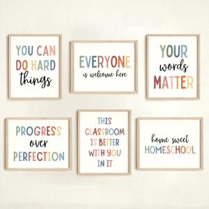2 x seersillus 6Pcs Positive Motivational Wall Decor, Boho Classroom Decor, Inspirational Office Kids Room Teacher Decor, Teacher Gift, Unframed (8X10 INCH)