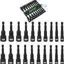 20-Piece Magnetic Nut Driver Set, Metric & SAE 1/4" Hex Shank, Drill Socket Set, Impact Driver Bit Set, Magnetic Bit Holder with Aluminum Alloy Snap Clip, 65mm Long Hex Bit, Quick Change Tool