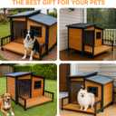 Large Dog House Outdoor Indoor for Small Medium Large Dog, Wood Insulated Dog Kennel Home with Durable Weatherproof Asphalt Roof and Elevated Floor Outside Shelter Brown 39x37x30 Inches