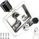 Tool Box Lock with Shock-Absorbing Roller Latch & Zinc Alloy Cover Truck Toolbox Latch Replacement 304 Stainless Steel Folding T-Handle Lock with Keys for RV Camper, Trailer Door, Cabinets
