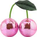 Disco Ball Cherry Disco Mirror Ball Hanging Reflects Light for DJ Club Stage Bar Party Wedding Holiday Decoration Home Cherry Decor (3.9, Pink)