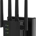 WiFi Extender, 1200Mbps Dual Band 2.4/5GHz WiFi Extender Signal Booster 12880 Sq Ft Coverage, Easy Setup, Supports 105 Devices, 1-Tap Setup & Ethernet Port
