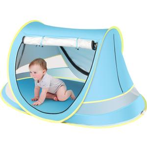 Baby Beach Tent, Pop Up Toddler Travel Bed for Boys or Girls, Sun Shade for Toddler Camping, Infant Portable Sun Shade, Summer Beach Baby(48"L x 32"W x 23"H)
