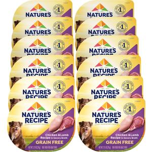 Nature's Recipe Grain Free Chicken & Lamb Recipe in Savory Broth Wet Dog Food, 2.75 oz. Cup, 12 Count (EXP 12/06/27)