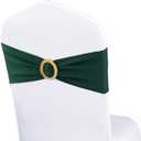Pack of 50 Spandex Hunter Green Chair Sashes with Gold Buckles, Stretch Chairs Sashes for Wedding Party Baby Shower Decor Chair Bands Bows (Hunter Green Sashes, Gold Buckles)