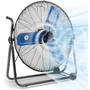 24 Inch High Velocity Industrial Fan 8500 CFM Heavy Duty Outdoor Fan 3-Speed 360 Degree Adjustable Tilt, Metal Floor Fans with Aluminum Blades for Workshop Patio Commercial Factory Garage - UL Listed