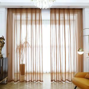 MIANBO Brown Sheer Curtains 95 Inches Length 2 Panels Set Window Sheer Curtains Basic Rod Pocket for Bedroom Children Living Room Yard Kitchen