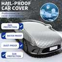 Hail Protection Car Cover Half Cover,5-Layer Heavy Duty Waterproof 210T Taffeta with Double Cotton Padding,Sun UV Rain Snow Resistant,fit Sedan Length from 4.5-5.2M,SUV 4.5-4.9M(Color:Silver)