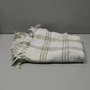 DII Modern Farmhouse Plaid Collection Cotton Fringe Throw Blanket, 50x60, White/Antique Green