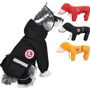 PINA Lightweight Dog Raincoat with Hood, Waterproof Dog Jacket & Poncho for Wet Weather, Full Wrap Design with Reflective Strap and Pocket
, Medium
