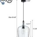 Glass Pendant Light Modern Black 1 Light Single Dome Pendant Lighting Fixtures for Kitchen Island Dining Room Hallway, Wide 10 Inch, E26, UL Listed, Hammered