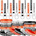 Sosation 24 Pcs Basketball Party Favors Basketball Motivational Silicone Wristband Rubber Bracelets Keyrings 12 Motivational Basketball Keychain 12 Inspirational Basketball Wristband For Men Women