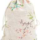 PH PandaHall 50pcs Drawstring Gift Bags 5x7 Inch Floral Burlap Bags Fabric Bag Jewelry Packing Pouches Favors Bag for Spring Jewelry Present Party Wedding Shower Birthday