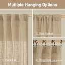Brown Linen Curtains 24 Inch Length, Semi Sheer Light Filtering Window Panels Back Tab and Rod Pocket Drapes for Basement/Small Windows, 25 x 24 Inch, 2 Panels