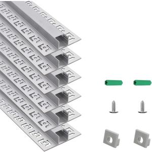 Drywall Led Channel 6 Pack 3.3FT Plaster in LED Strip Diffuser with Milky Cover Seamless Lighting System for Wall and Ceiling