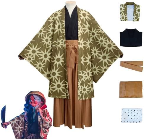 GWOKDAN Men Cosplay Anime Kimono Cloak Costume Mask Outfit Men Uniform Halloween 2XL GWOKDAN Men Cosplay Anime Kimono Cloak Costume Mask Outfit Men Uniform Halloween 2XL