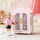 ROBOTIME 18 Inch Doll Closet, Wooden Doll Wardrobe with Mirror & Hangers