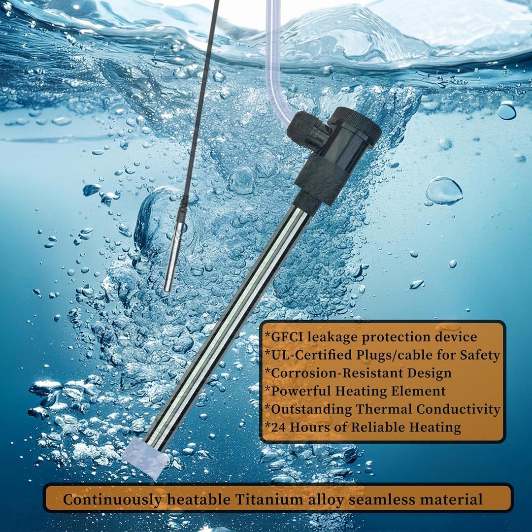 120V 1300W Portable Fully Submersible Electric Pool and Hot Tub Immersion Water Heater