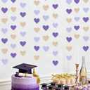 Champagne Gold Purple Heart Party Decorations Glitter Paper Love Heart Hanging Garland Banner Streamer for Valentines Day Birthday Baby Shower Wedding Anniversary Lilac Violet Lavender Themed Party