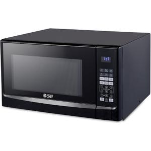 COMMERCIAL CHEF 1.4 Cubic Foot Microwave with 10 Power Levels, Small Microwave with Push Button, 1100 Watt Microwave with Digital Control Panels, Countertop Microwave with Timer, Black