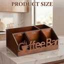 Coffee Station Organizer for Counter Wood Countertop Accessories Organizer Coffee Pods Holder Storage Basket for Pods Condiment Syrup Tea Cups Stirrers for Rustic Bar Decoration(Brown)