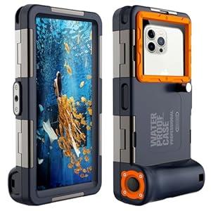 Waterproof Phone Case, Underwater Snorkeling Diving Case for iPhone 17/16/15/14/13 Series Galaxy S25/S24/S23 S22, 50Ft Professional Underwater Phone Case for Photo & Video, Orange